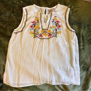 Paper Crane White Embroidered Kids Blouse Size Large